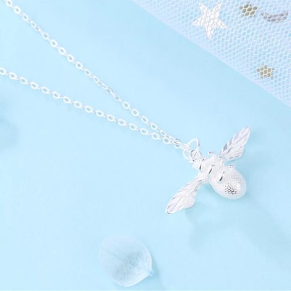 14k Gold Adorable Bee Sterling Silver Necklace